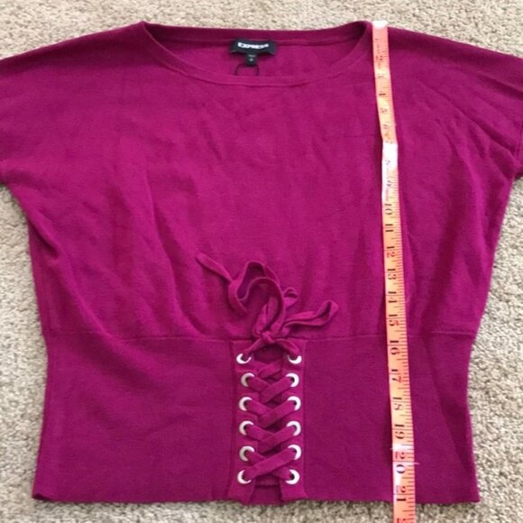 NWT! Express Sz S majenta balloon sleeve sweater - Picture 6 of 8